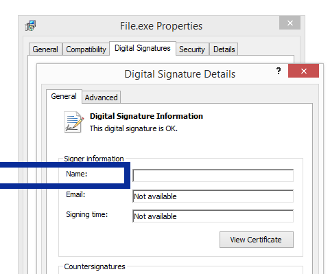 Screenshot of the Zhongfu Information Inc. certificate
